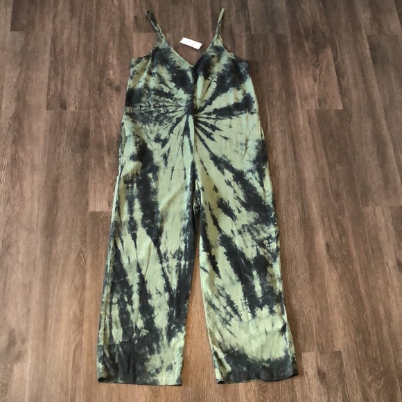 Green and Navy Tie-Dye Anthropologie Jumpsuit - Picture 3 of 9